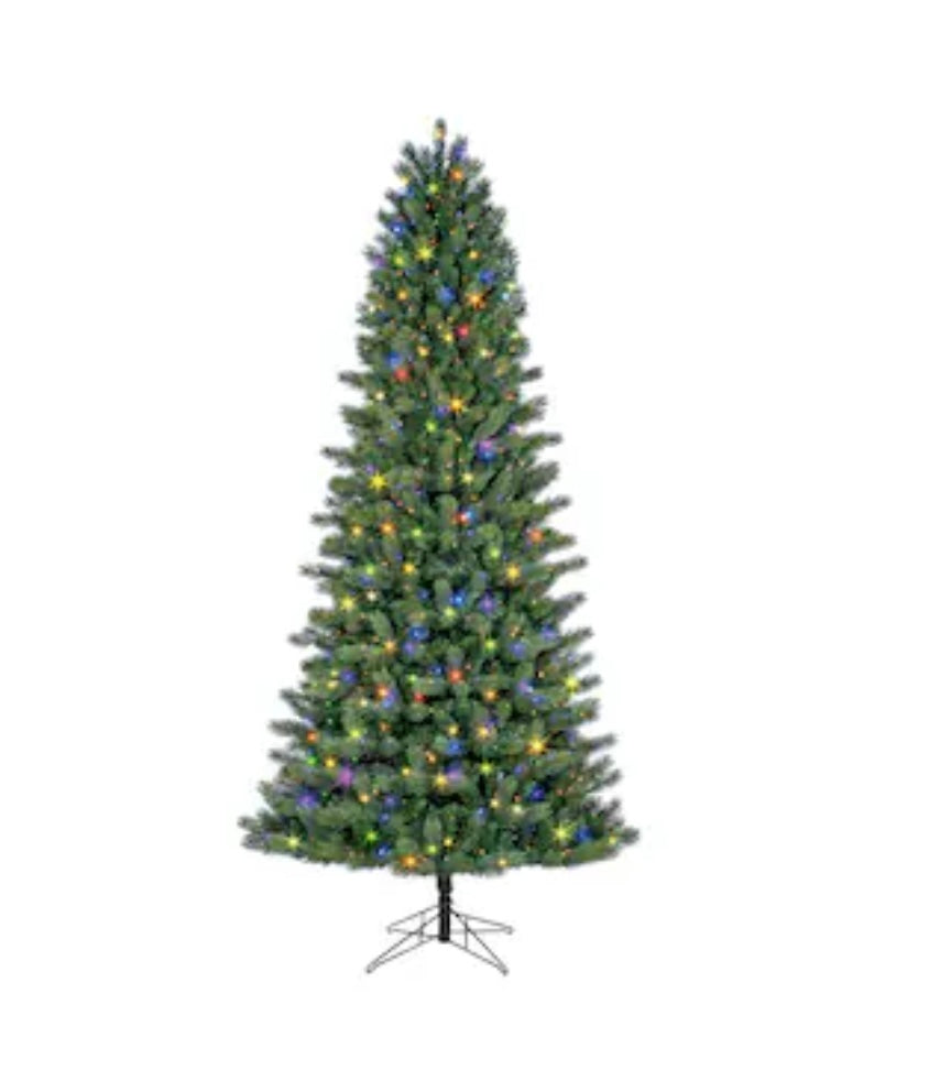 Indoor 9 ft. Pine Pre-lit LED, Christmas Tree W/ Base